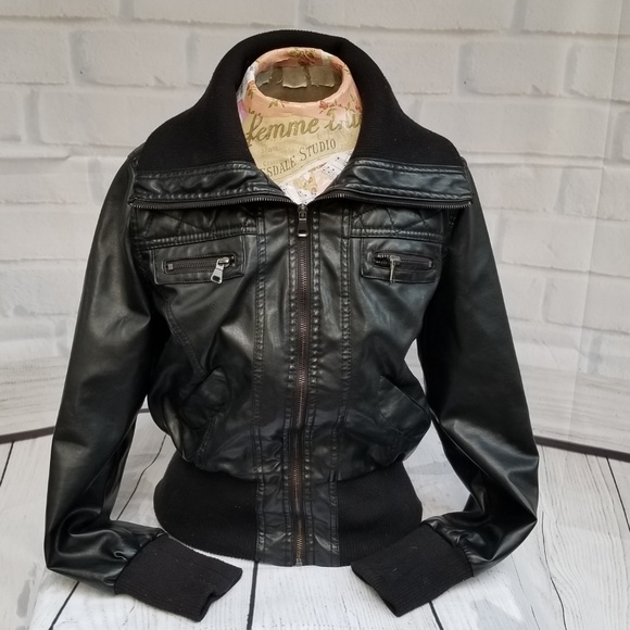 Ci Sono Jackets & Blazers - 🤩 Ci Sono Black Vegan Leather Moto Biker Jacket